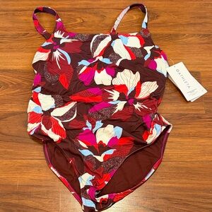 Athleta Floral One Piece - Red and White
